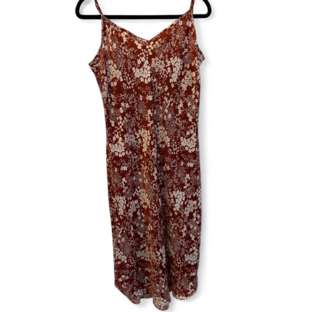 Joe Fresh Rust Floral Slip Dress with Ivory Bloom Print